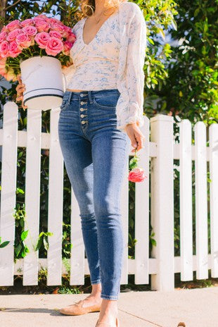 High Rise Medium Wash Skinny Jeans