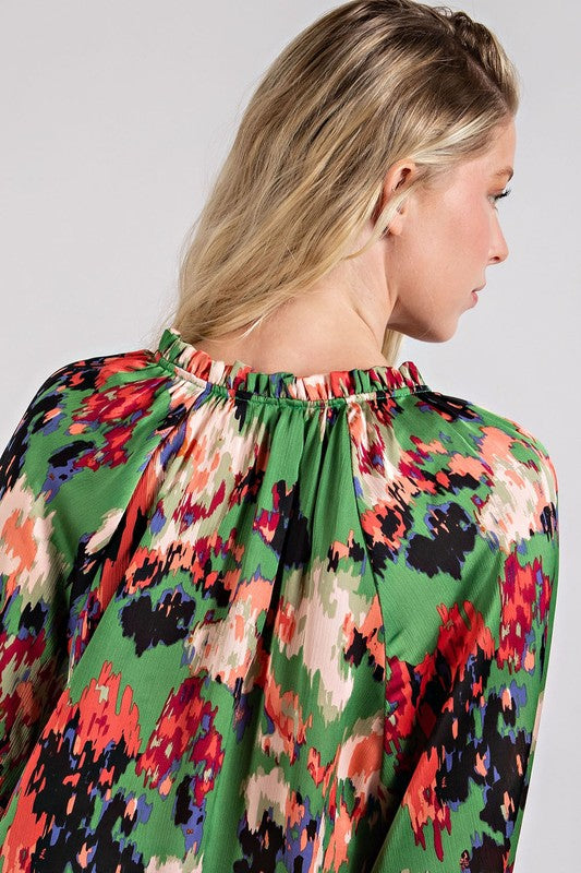 V-neck tie front blouse top