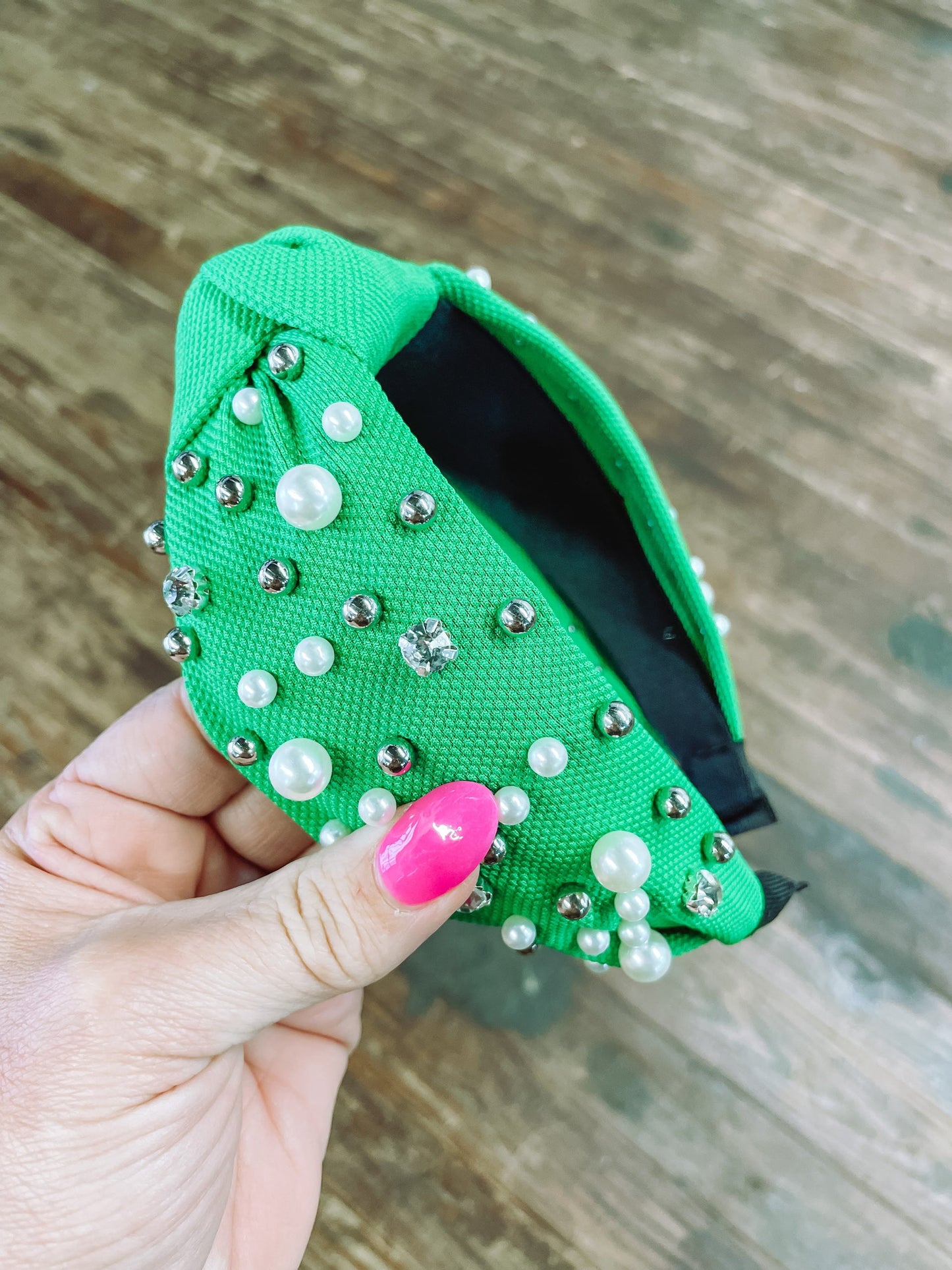 Green Headband With Pearls