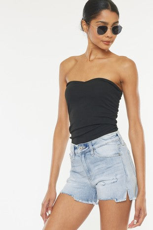 Medium wash High Rise Shorts