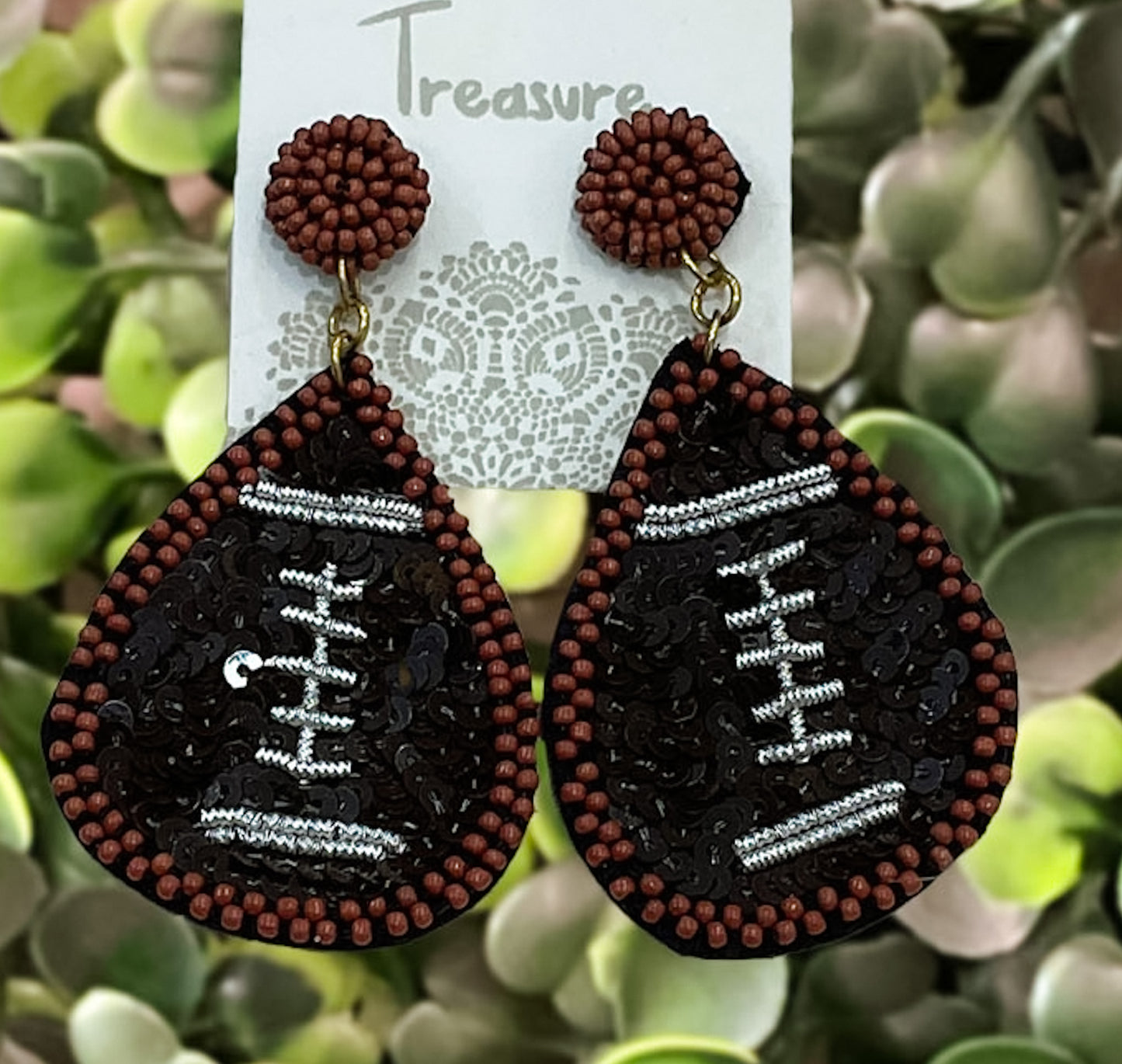 Sequin Football Earrings