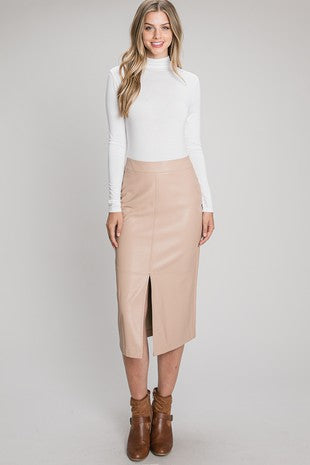 Nude Faux Leather Skirt