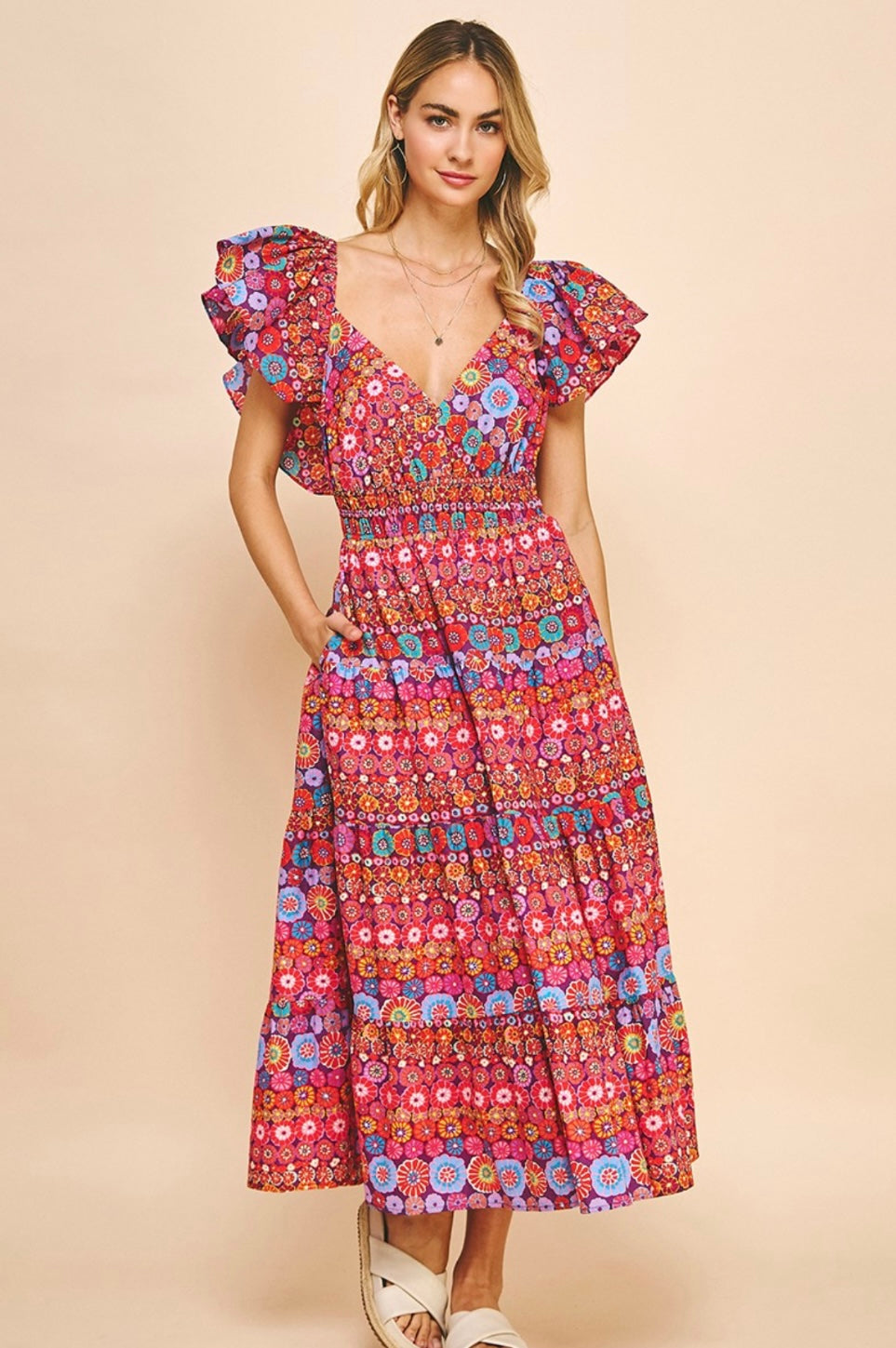 goddess boho dress Dusty Rose Goddess Dress Handwoven Cotton Multiway Maxi Boho Bridesmaid Gown Open Back