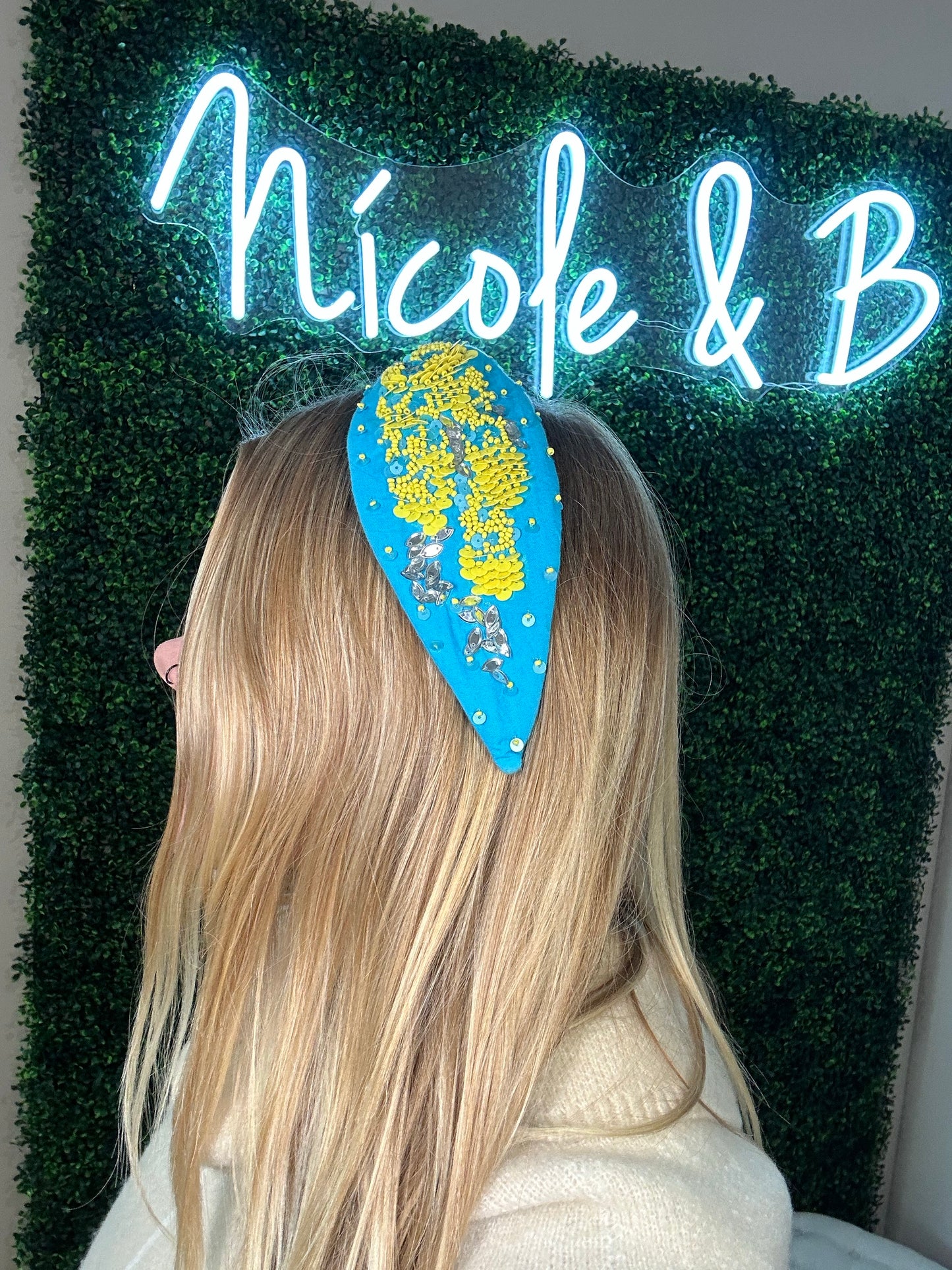 Blue and yellow headband