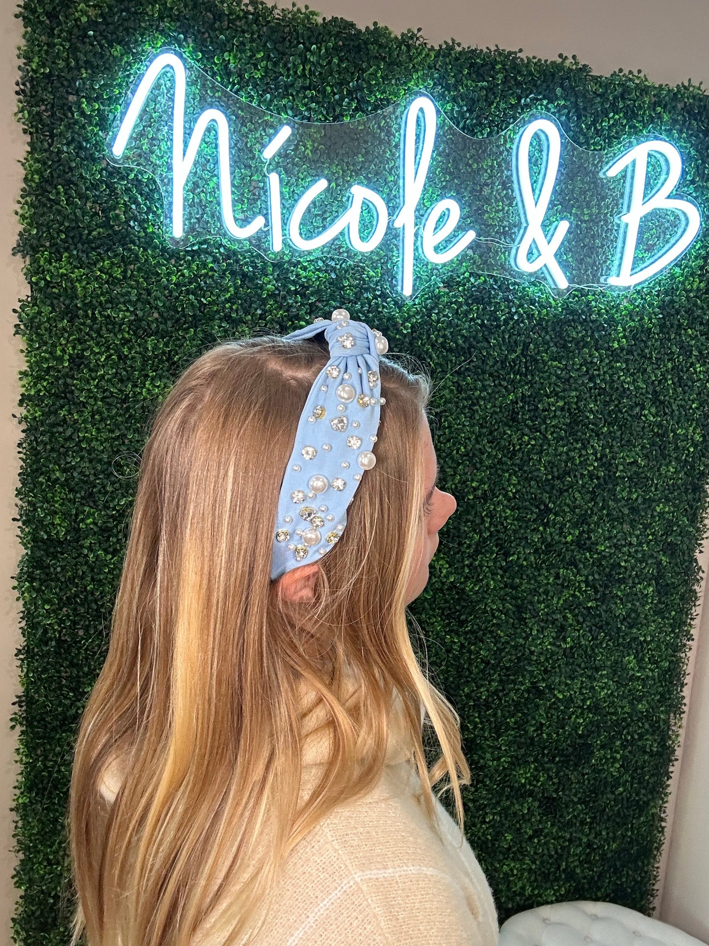 Light blue dazzle headband