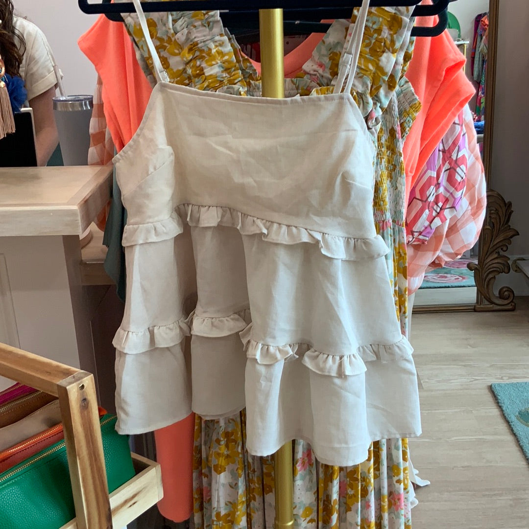 White ruffle top