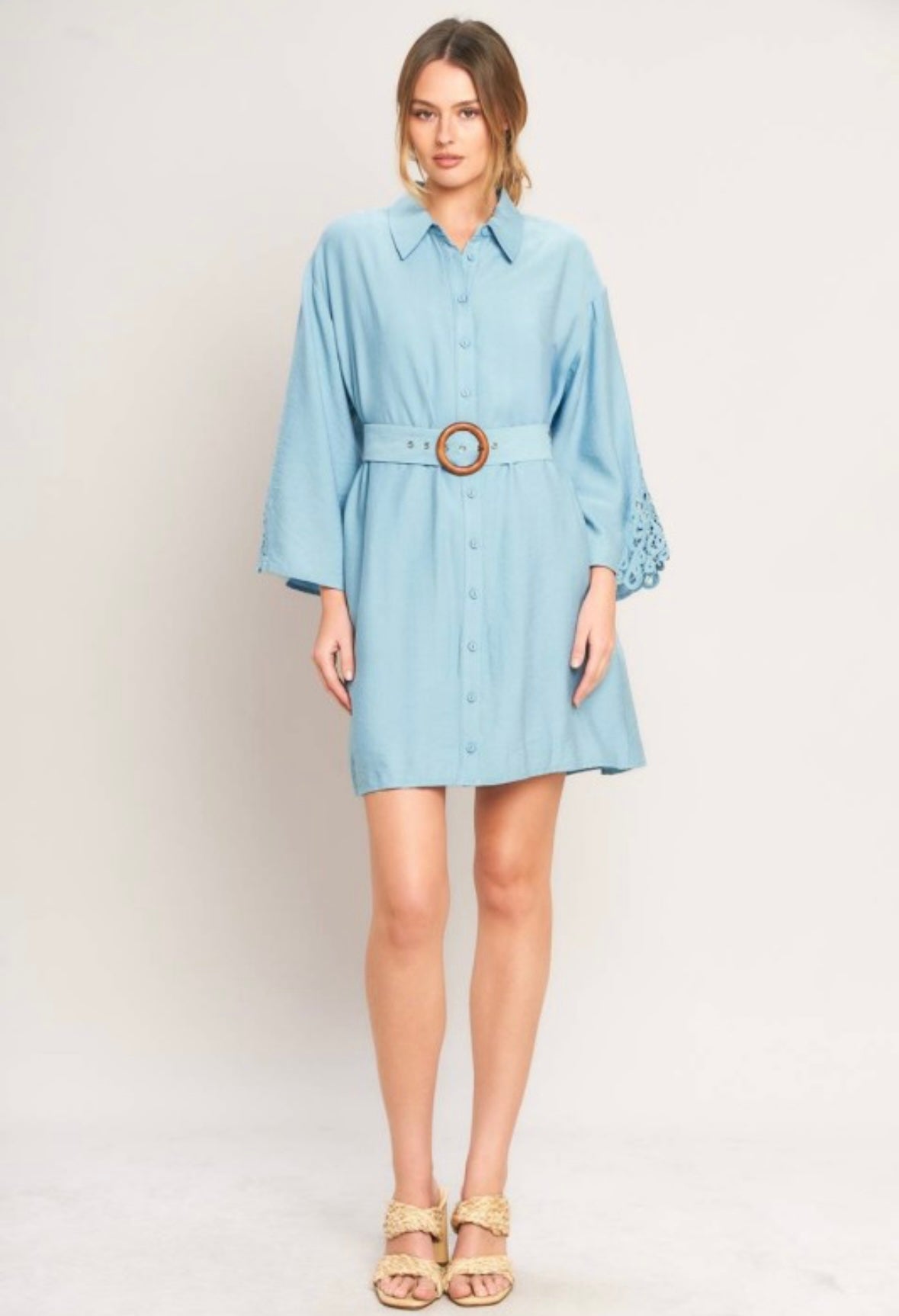 Coastal Breeze Belted Shirt Dress