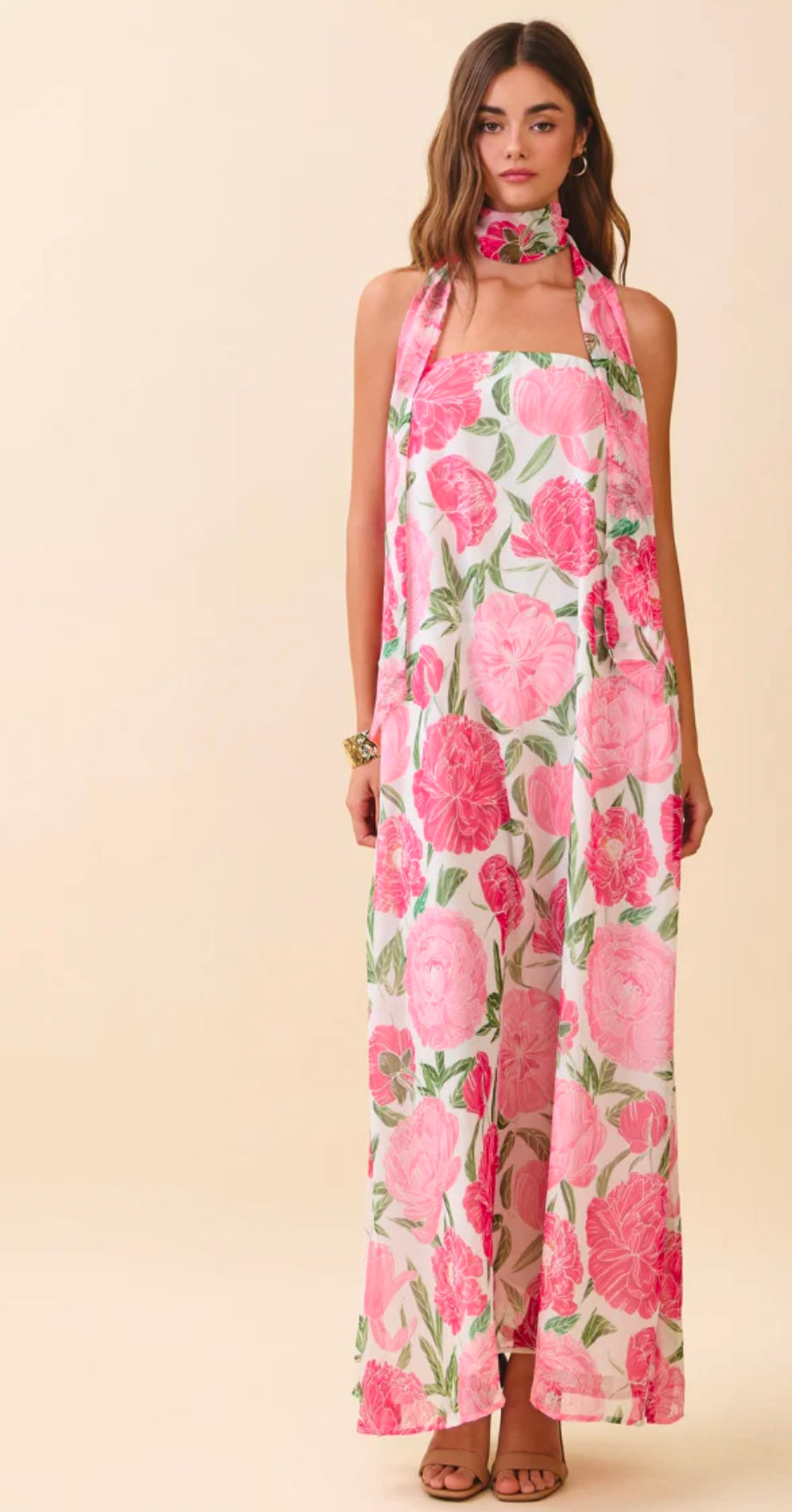 Blush Garden Halter Maxi Dress