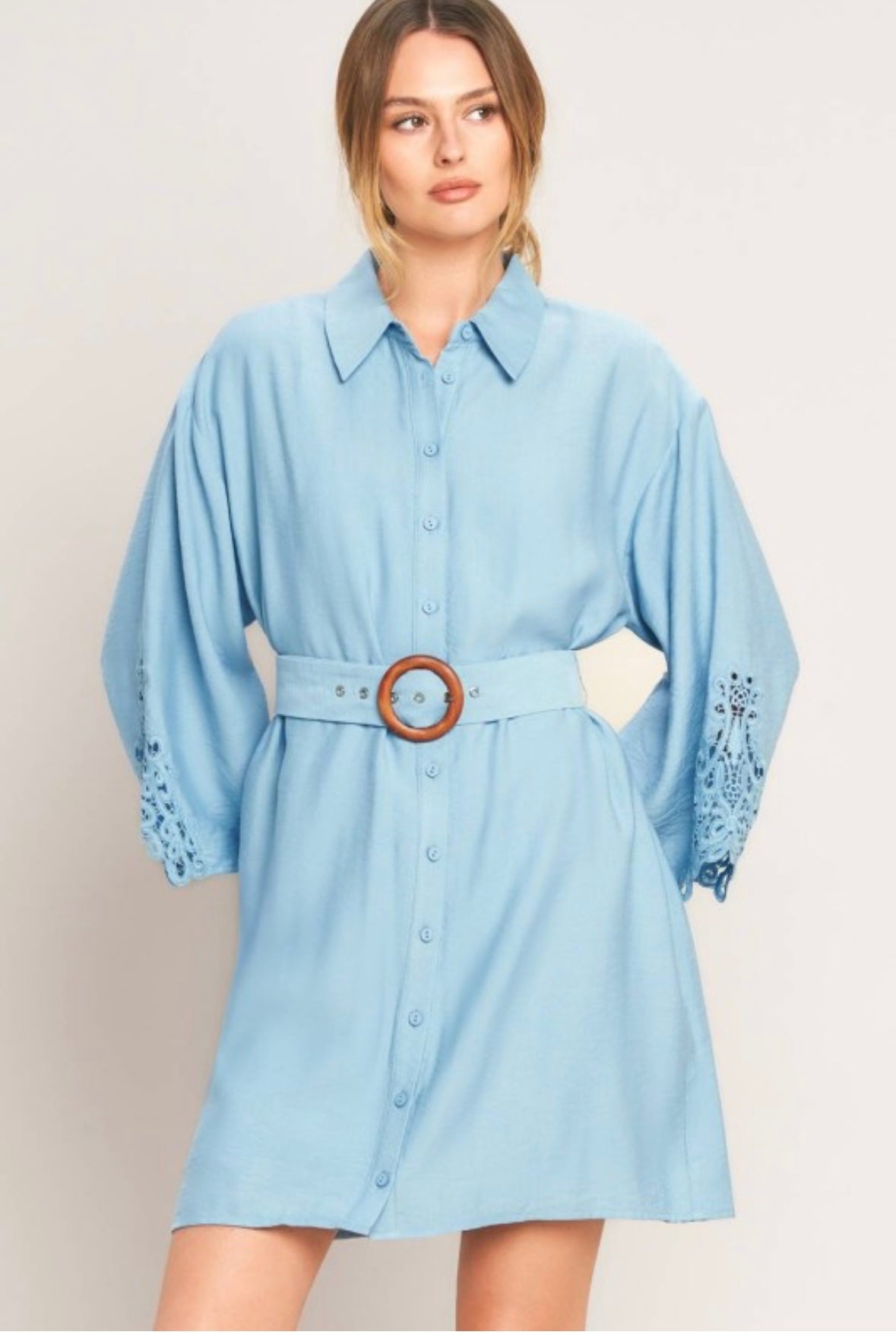 Coastal Breeze Belted Shirt Dress
