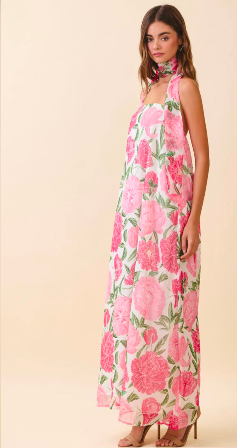 Blush Garden Halter Maxi Dress