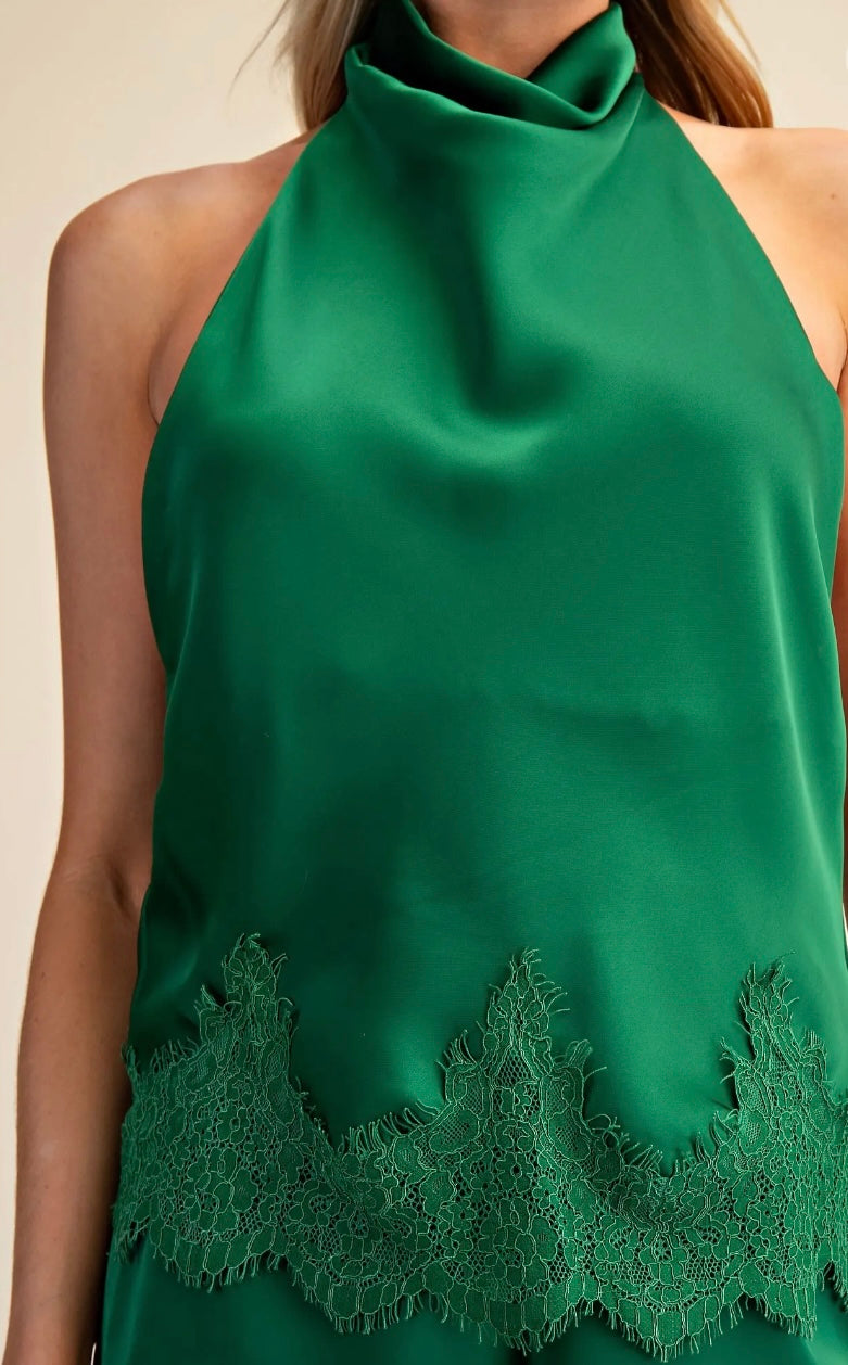 Emerald Nights Lace Halter