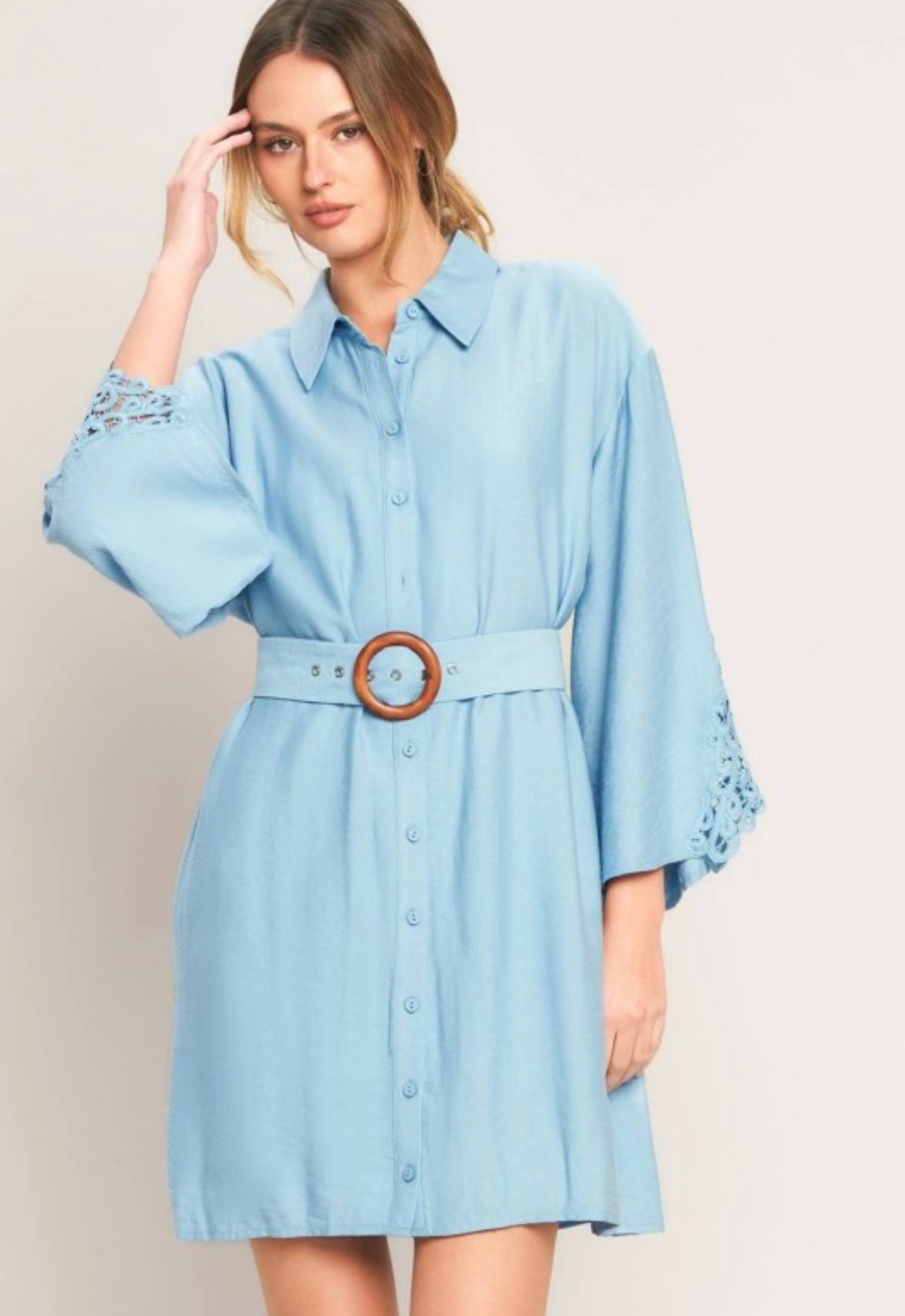 Coastal Breeze Belted Shirt Dress