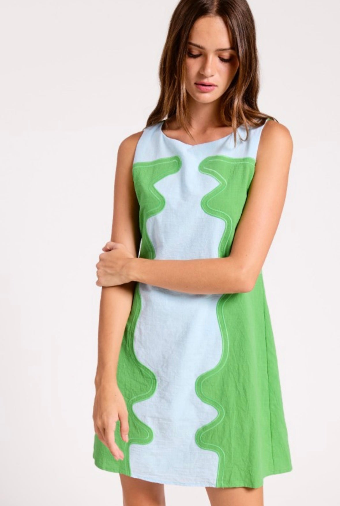 Wavy Colorblock Shift Dress