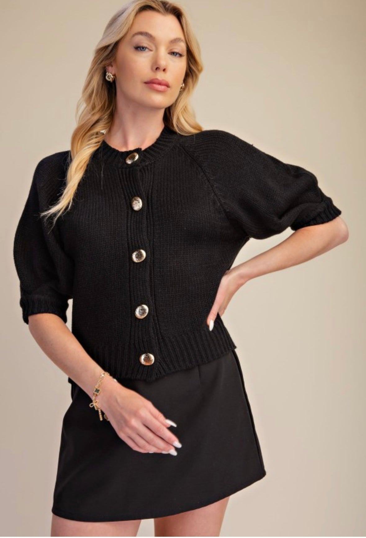 Classic Black Button-Up Cardigan