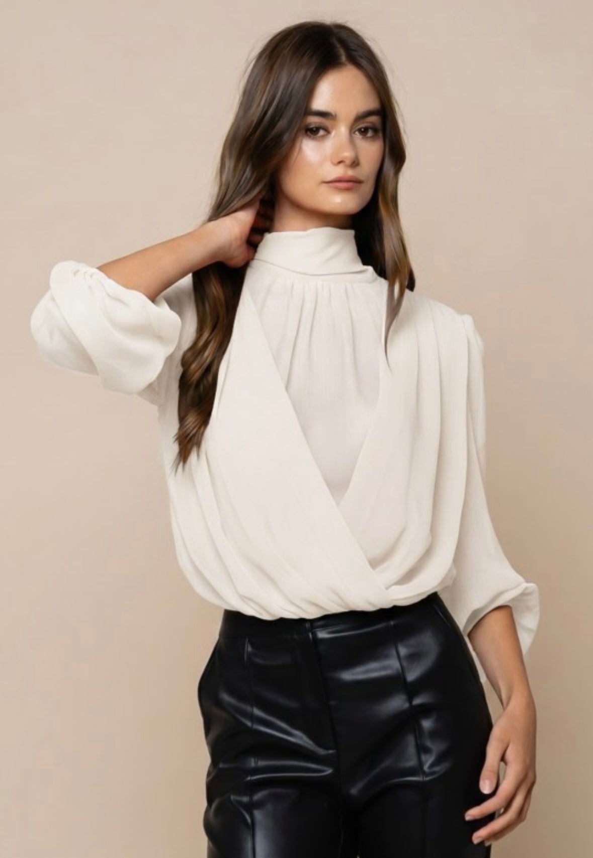 Champagne Dreams Draped Blouse