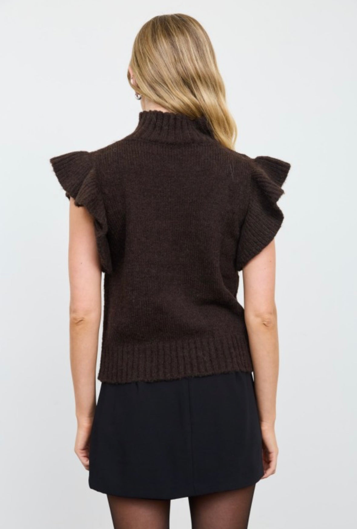 Ruffled Sleeve Turtleneck Sweater