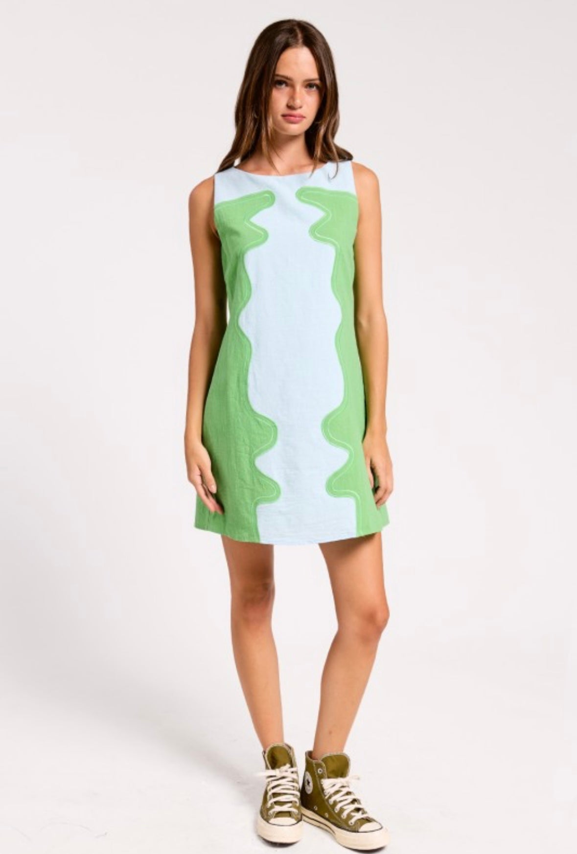 Wavy Colorblock Shift Dress