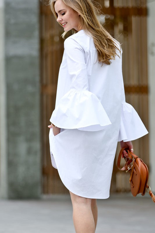 Bell sleeve clearance shirt dress