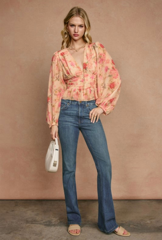 Blush Garden Sheer Floral Top