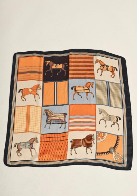 Equestrian Patchwork Silk Scarf