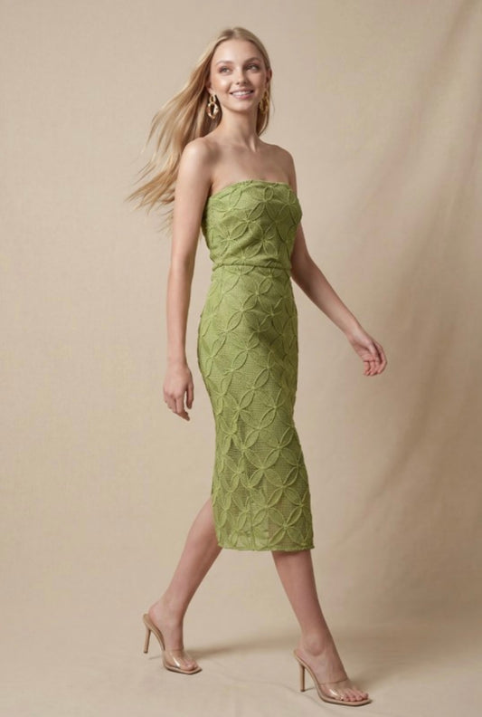 The Green Sage Blossom Midi Dress