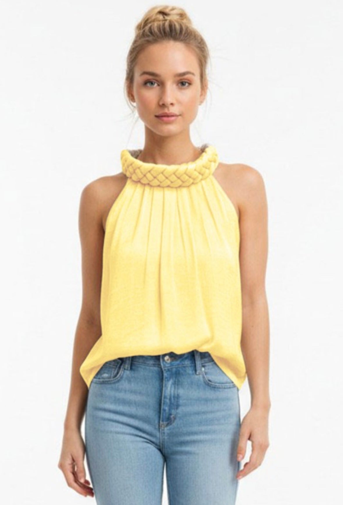 braided halter neck sleeveless blouse/top