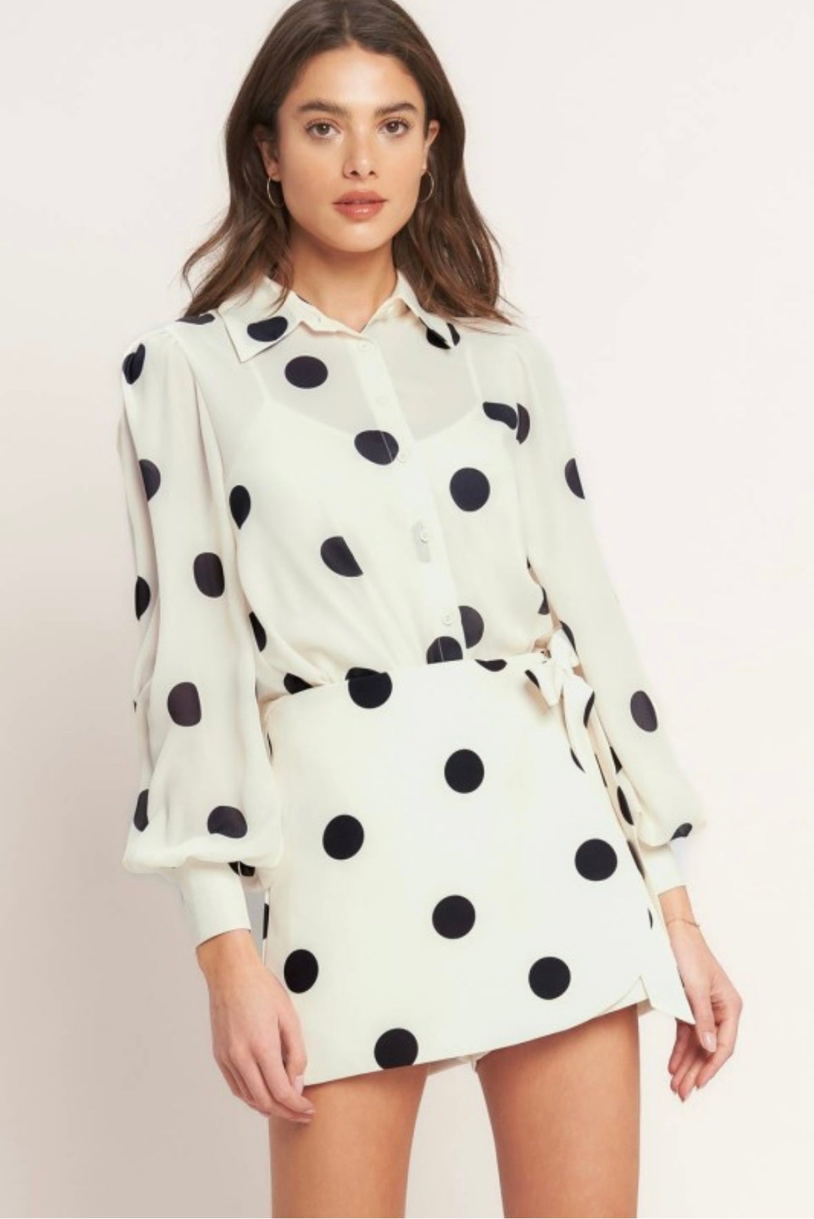 Polka Dot Tie-Waist Mini Skirt