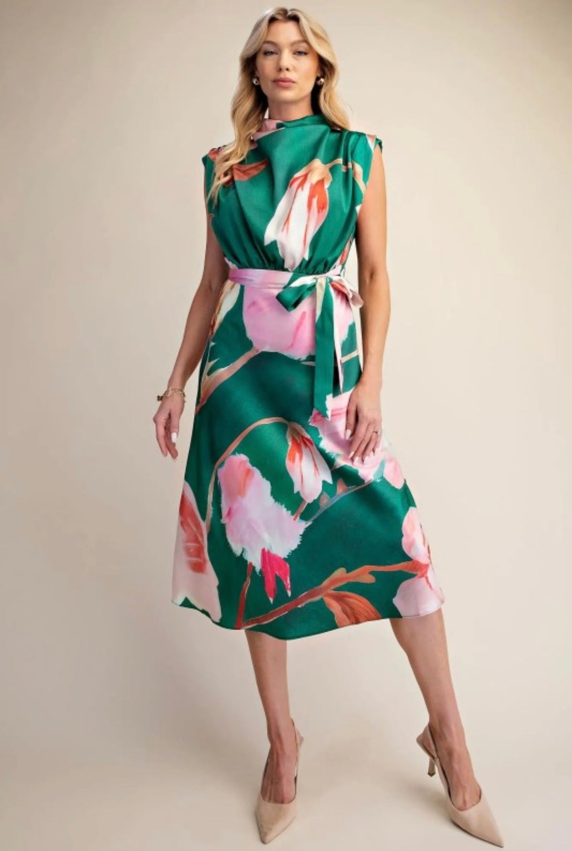 The Emerald Bloom Midi Dress